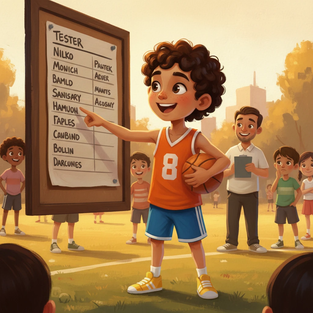 Una tarde, el entrenador anunció la lista de seleccionados. El corazón de Nilko latía con fuerza mientras buscaba su nombre. Cuando lo encontró, una oleada de alegría lo invadió, ¡había sido aceptado! La noticia lo llenó de orgullo y una inmensa felicidad, el primer paso de su sueño estaba cumplido.