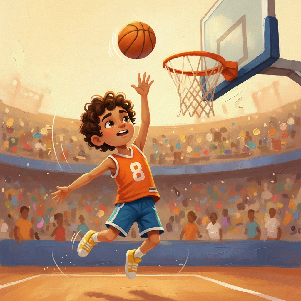 Nilko recibió el balón, sus ojos se fijaron en el aro. Con el último aliento del partido, saltó y lanzó la pelota. El tiempo pareció detenerse mientras el balón giraba en el aire antes de caer limpiamente por la red. ¡La bocina final sonó y la canasta les dio la victoria!