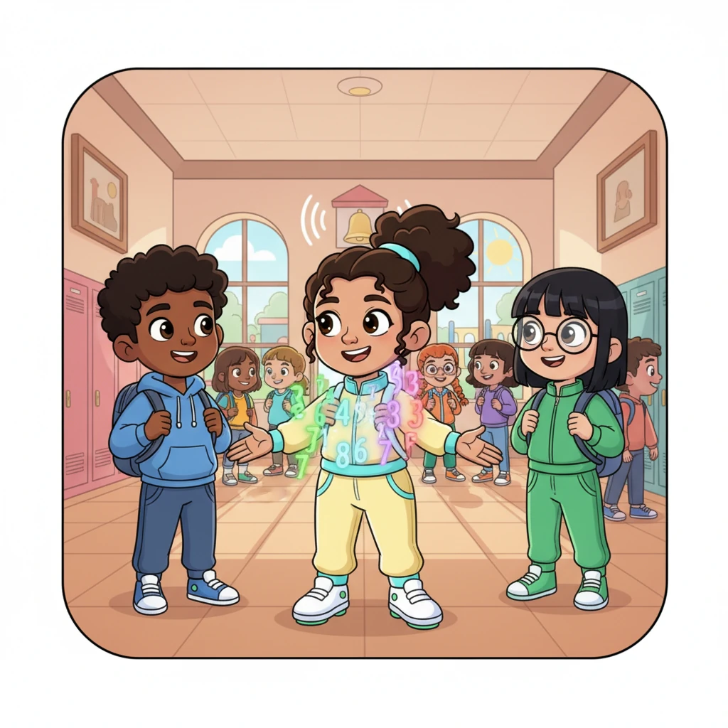 As the bell rings, Riya smiles, her own Kindness and Effort scores glowing softly. She looks at her friends, their numbers a vibrant tapestry of different strengths. "True worth isn't measured only by numbers," she thinks, feeling lighter and more connected than ever. The school, once a place of silent judgment, now buzzed with warmth and cooperation.