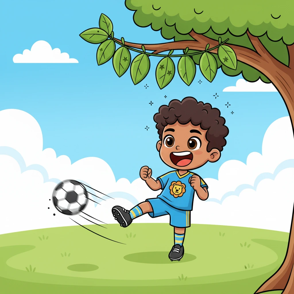 He practiced shooting at a target made of hanging leaves, aiming with all his might. Each time he hit the mark, he let out a triumphant roar, feeling stronger and more confident.