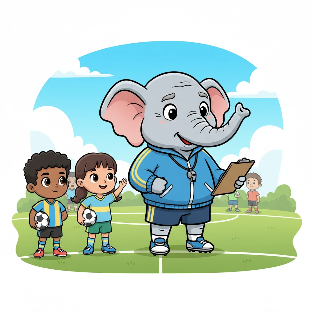 The wise old elephant coach, with a gentle wrinkle of concern on his trunk, scanned the sidelines for a replacement. All eyes were on him, waiting for his decision.