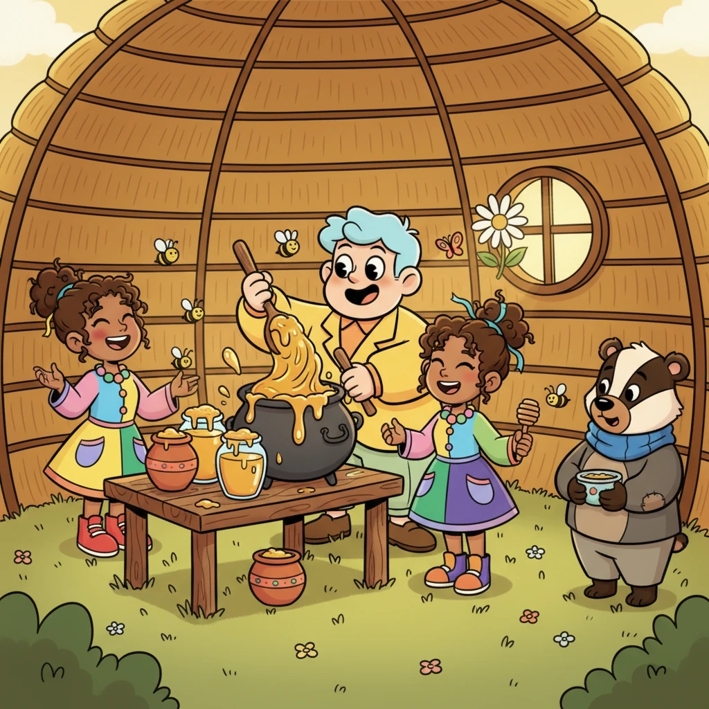 Barnaby Bumble never became famous again, but he didn't mind. He lived in a cozy, charming little hive, making delicious honey for his growing circle of true friends. He had rediscovered the true sweetness of life: the joy of creation, the warmth of friendship, and the contentment of a humble, happy heart.