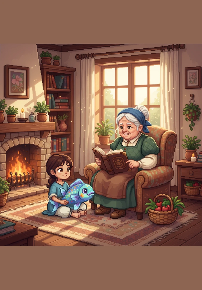 انتقلت حنان وجدتها للعيش في بيت جميل ومريح يطل على البحر الذي أحبتاه دائماً. عاشتا في سعادة وهناء، وبقيت حنان دائماً تتذكر أن لمسة عطف بسيطة يمكن أن تفتح أبواب الخير الواسعة.