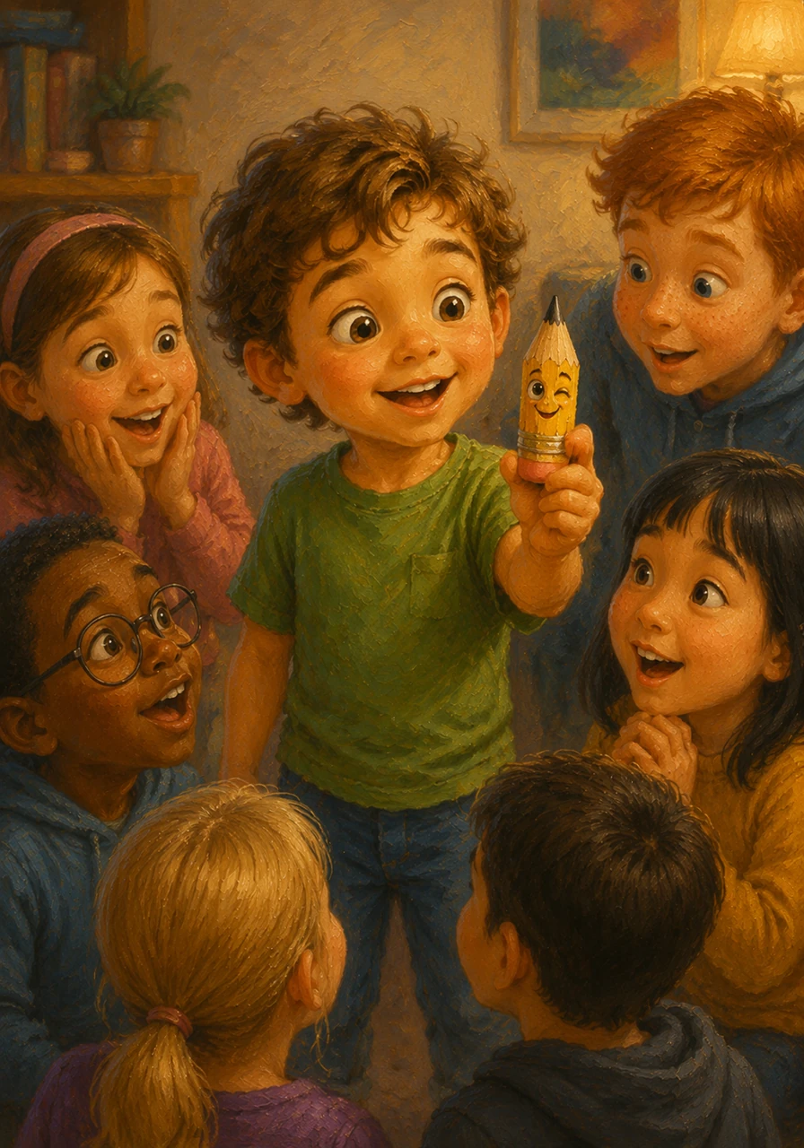 Leo held up the tiny yellow pencil and shared the secret of his masterpiece with his amazed friends. The little pencil winked gently at the crowd and whispered, Big or small, we all have value if we are used wisely.