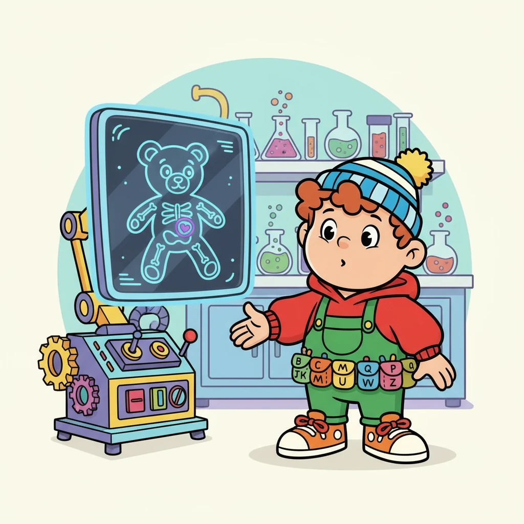 Alfie observed a curious x-ray. 'X' is for x-ray, a peek inside.