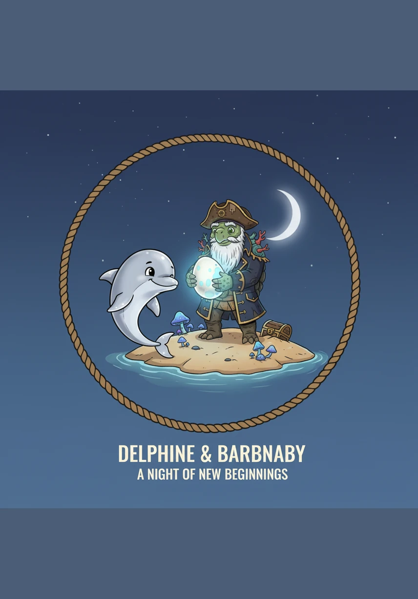 Surrounded by the quiet beauty of the deep blue night, Delphie finally drifted off into a deep and peaceful sleep. Under the watchful gaze of the stars, the little dolphin dreamed of tomorrow's adventures in her beautiful ocean home.