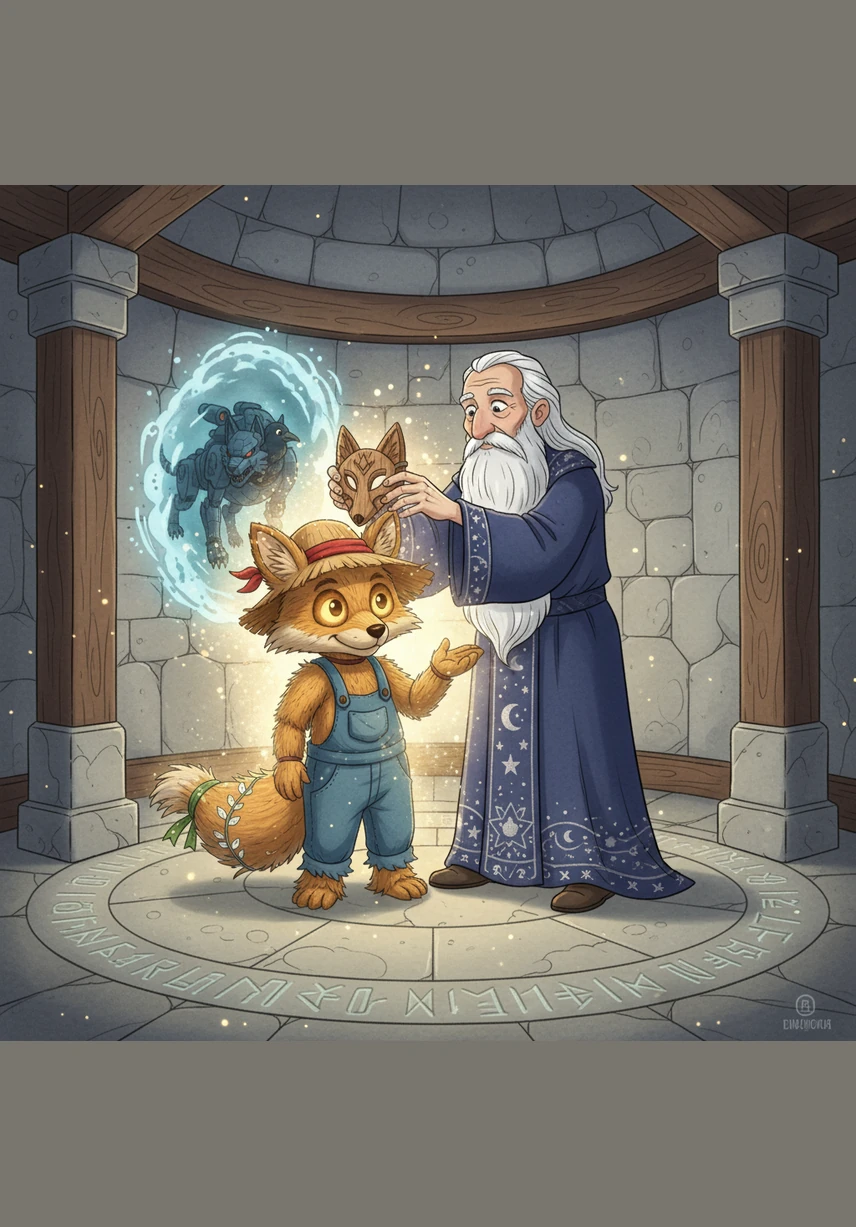 The Great Magician revealed a secret: the Fox had already become wise, the Wolf kind, and the Bear brave through their shared adventures. Liza realized that true power had always been within them, and their friendship helped it bloom.