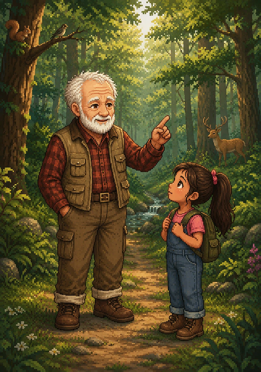 Grandpa nodded and explained that the wood came from the surrounding forests, which provided homes for animals and clean air for everyone. 'These forests are precious, Aanya,' he said.