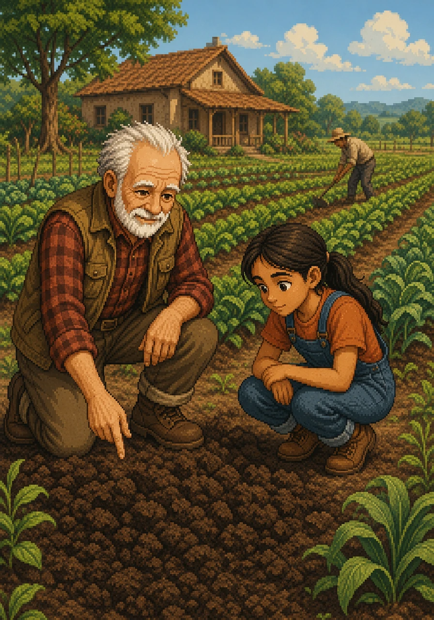 'The soil, Aanya,' Grandpa said, kneeling down, 'is another precious resource. It gives us the food we eat, so we must care for it wisely.'