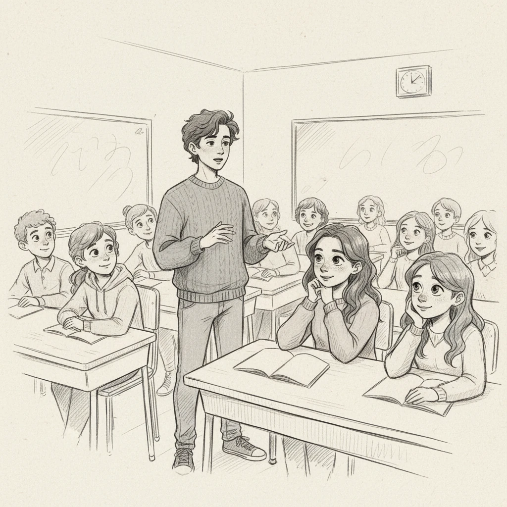 Back in Mr. Reuben's class, students shared their 'Pay It Forward' experiences. Leo spoke softly about Mrs. Gable, Sam, and Chloe. As he spoke, a quiet understanding spread across the faces of his classmates, seeing the power in simple actions.