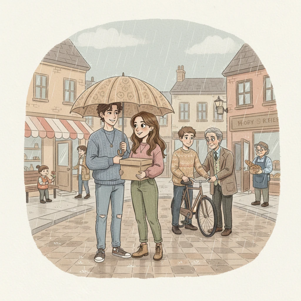 Soon, small acts of kindness began to ripple through the town. A shared umbrella on a rainy day, a helping hand with a heavy box, a warm smile to a stranger. The community felt a little brighter, a little more connected, all starting with one thoughtful idea.