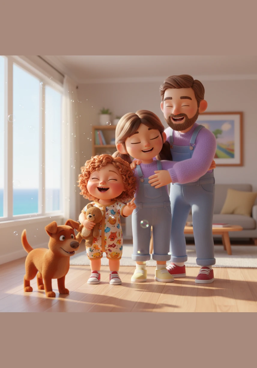 In the sunny coastal town of Geraldton, little Rosie lives in a happy house filled with love. She spends her mornings giggling with her Mum, Dad, and her big sister, Ivy, while their loyal dog, Red Boy, wags his tail nearby.