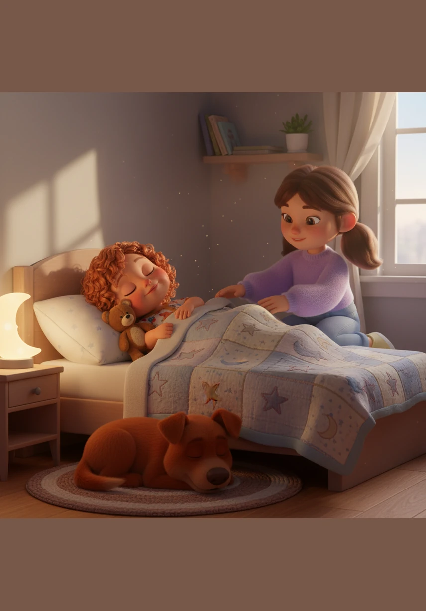 After a busy day of playing with her cousins, Rosie finds a quiet corner to cuddle with her blue cat toy. She feels very lucky to have such a big family and so many friends to share her favorite stories with.