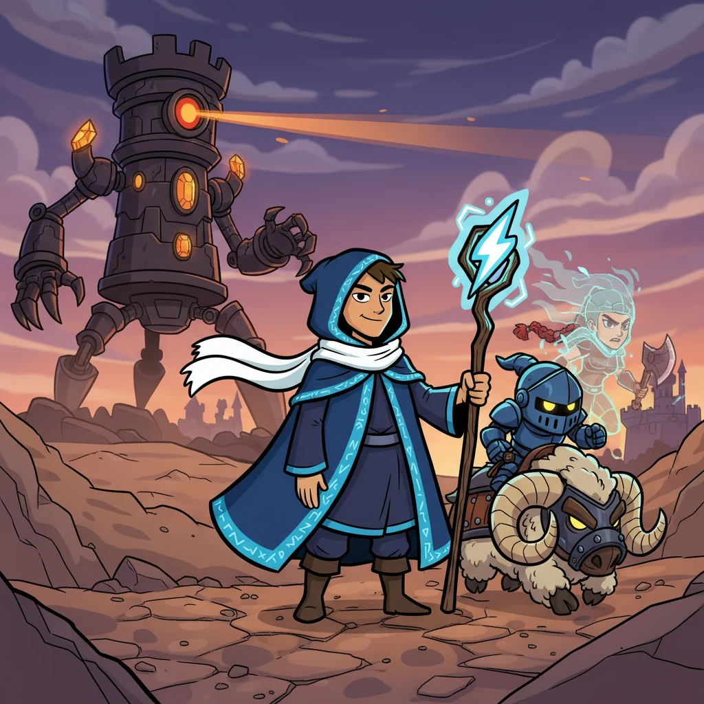 El ejército de Theron no era común. Un Mini P.E.K.K.A. montado en un Carnero de Batalla, una Valquiria invisible, y una Torre Infernal viviente, formaban su nueva estrategia. Cada carta era un recuerdo, cada movimiento, una promesa de redención.