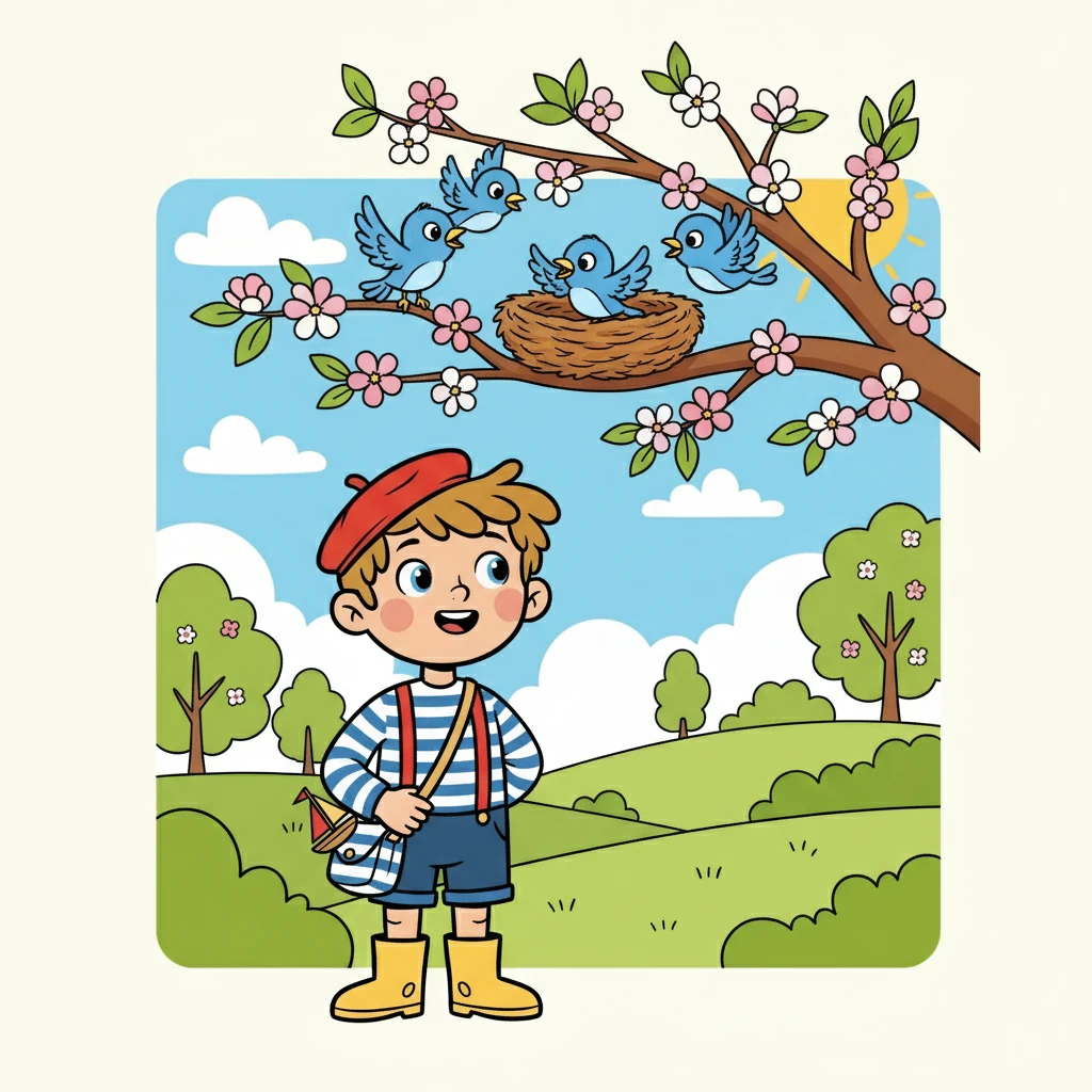 Avec le retour du printemps, Éliot découvre un nid d'oiseaux dans un arbre fleuri. Il observe les petits oiseaux qui s'envolent pour la première fois. Il ressent l'émerveillement face à la vie qui recommence.