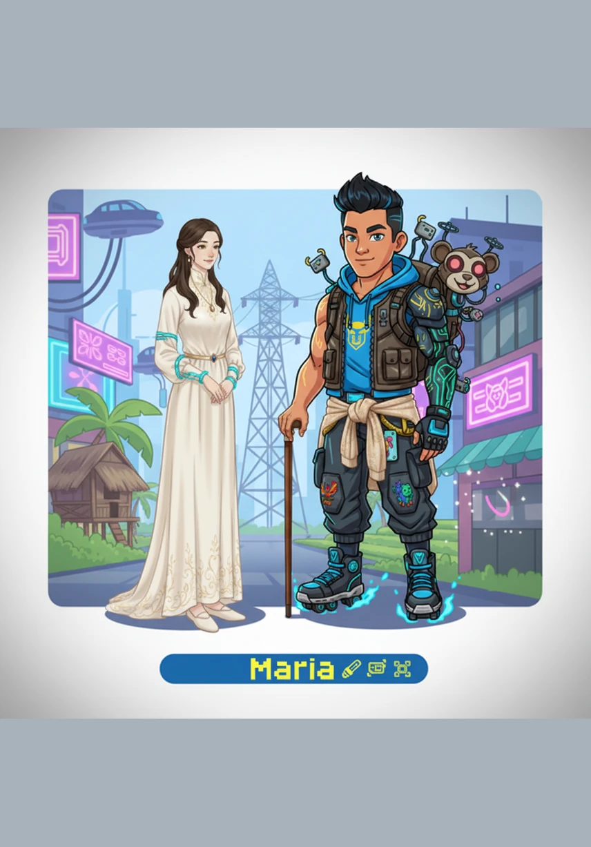 Leon's father officially welcomes Maria into the family with a warm hand on her shoulder, recognizing her inner strength and adaptability. Leon and Maria look out over the beautiful provincial sunset together, ready to build their new life in a place that finally feels like home.