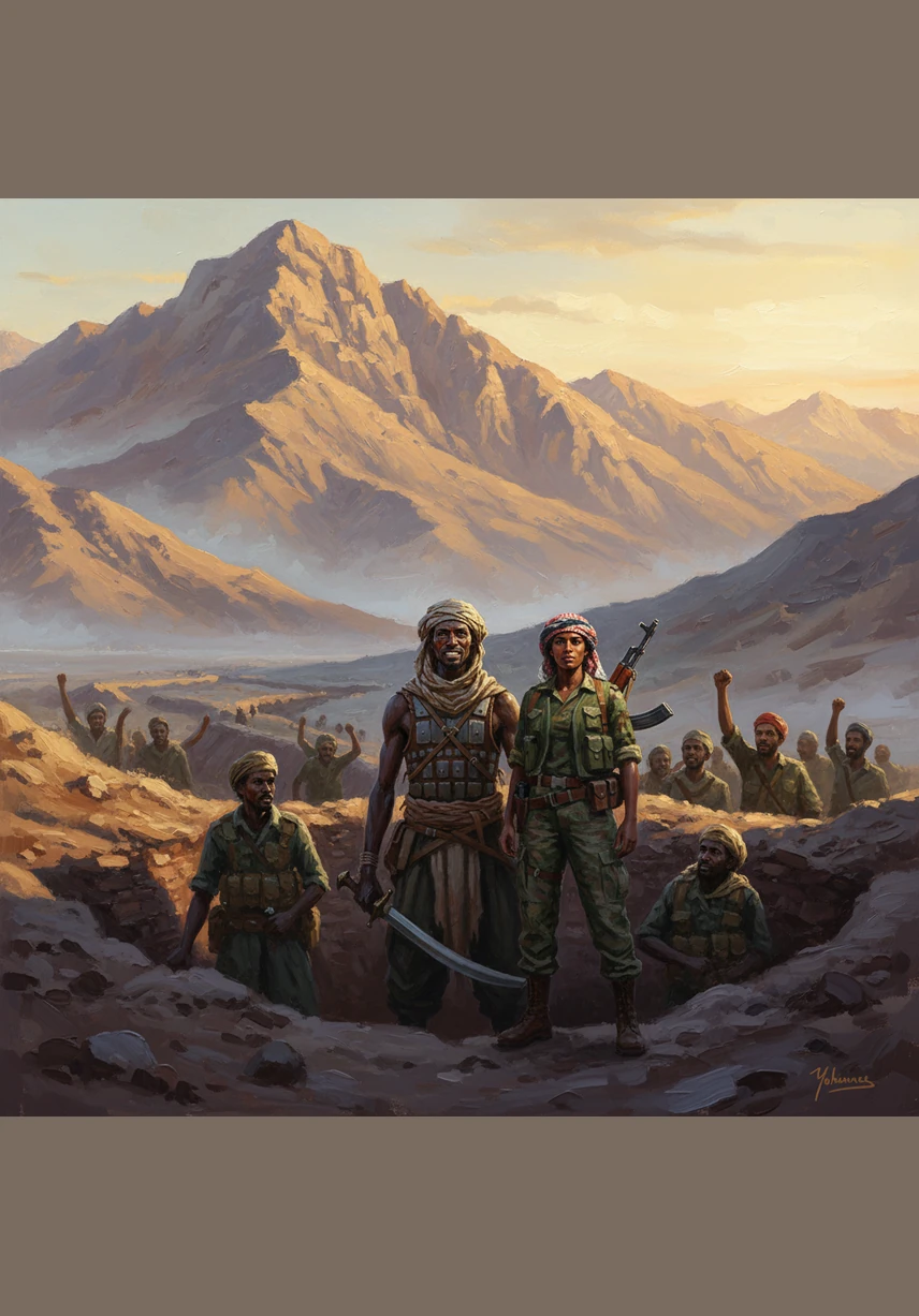 The long, freezing night begins to fade as a golden sunrise touches the high peaks of Nakfa, symbolizing a new beginning for a nation that never kneeled. The cold of the trenches is slowly replaced by the warmth of a promise kept and a future secured.