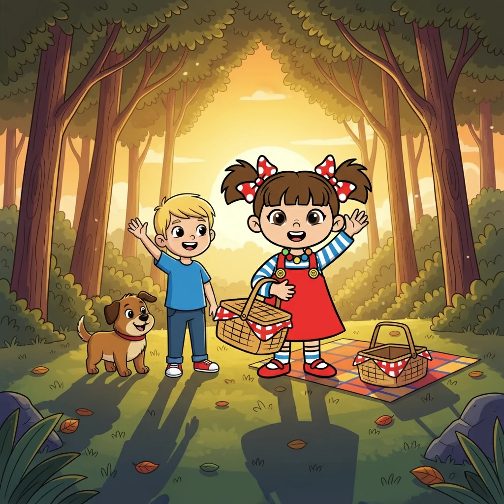 As the sun began to set, casting long shadows through the trees, Poppy, Barnaby, and Finley waved goodbye, promising to have another picnic soon. Poppy smiled. The best picnic was one shared with friends, and the woods felt warmer than ever before.