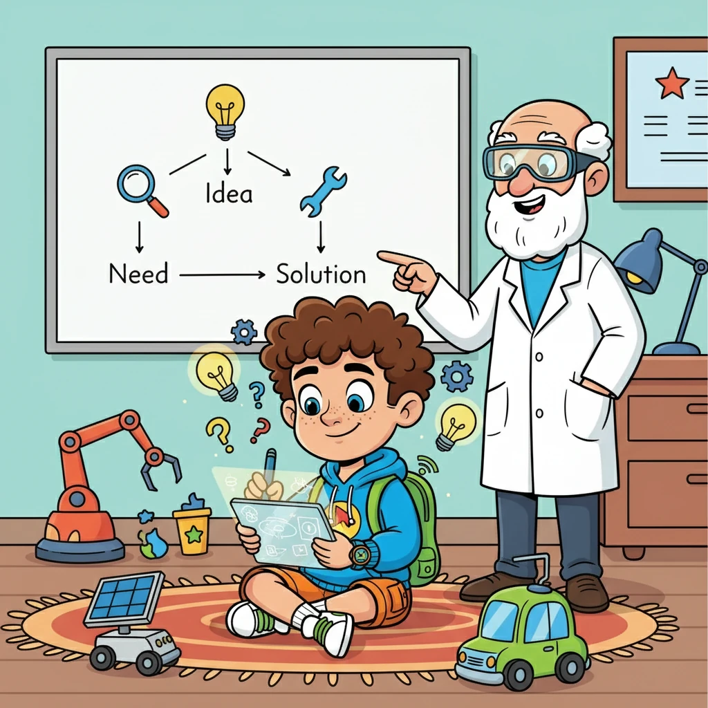 Professor Byte explained the power of identifying a need and solving a problem. Alex began brainstorming ideas, thinking about what they were passionate about.