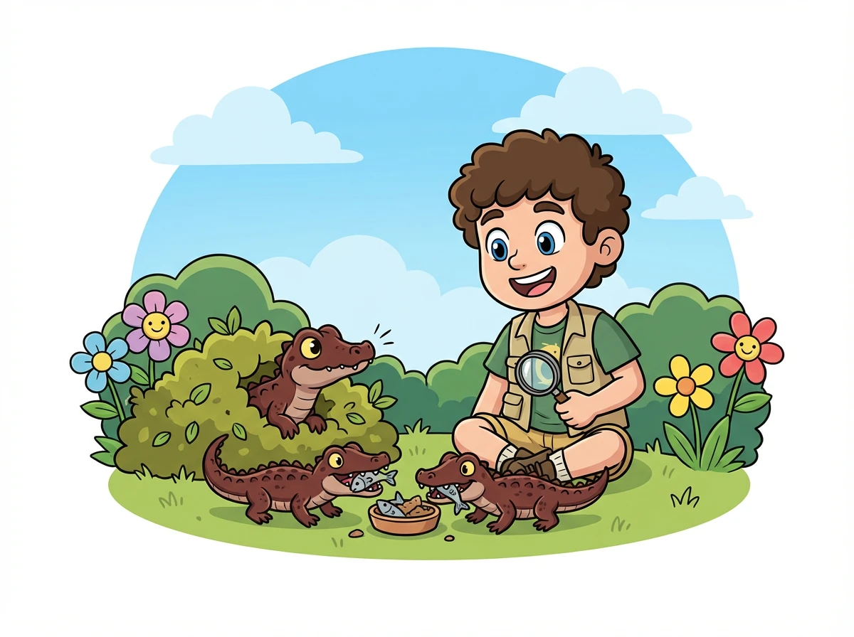 Émeraude sort de sa cachette, attirée par l'odeur alléchante. Léo sourit en les regardant manger avec appétit.