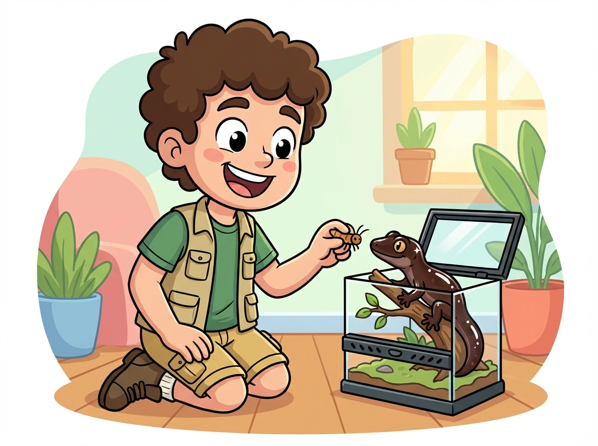 Il remarque que Coco a mué et que sa peau est plus brillante que jamais. Il félicite Coco en lui offrant une petite friandise.