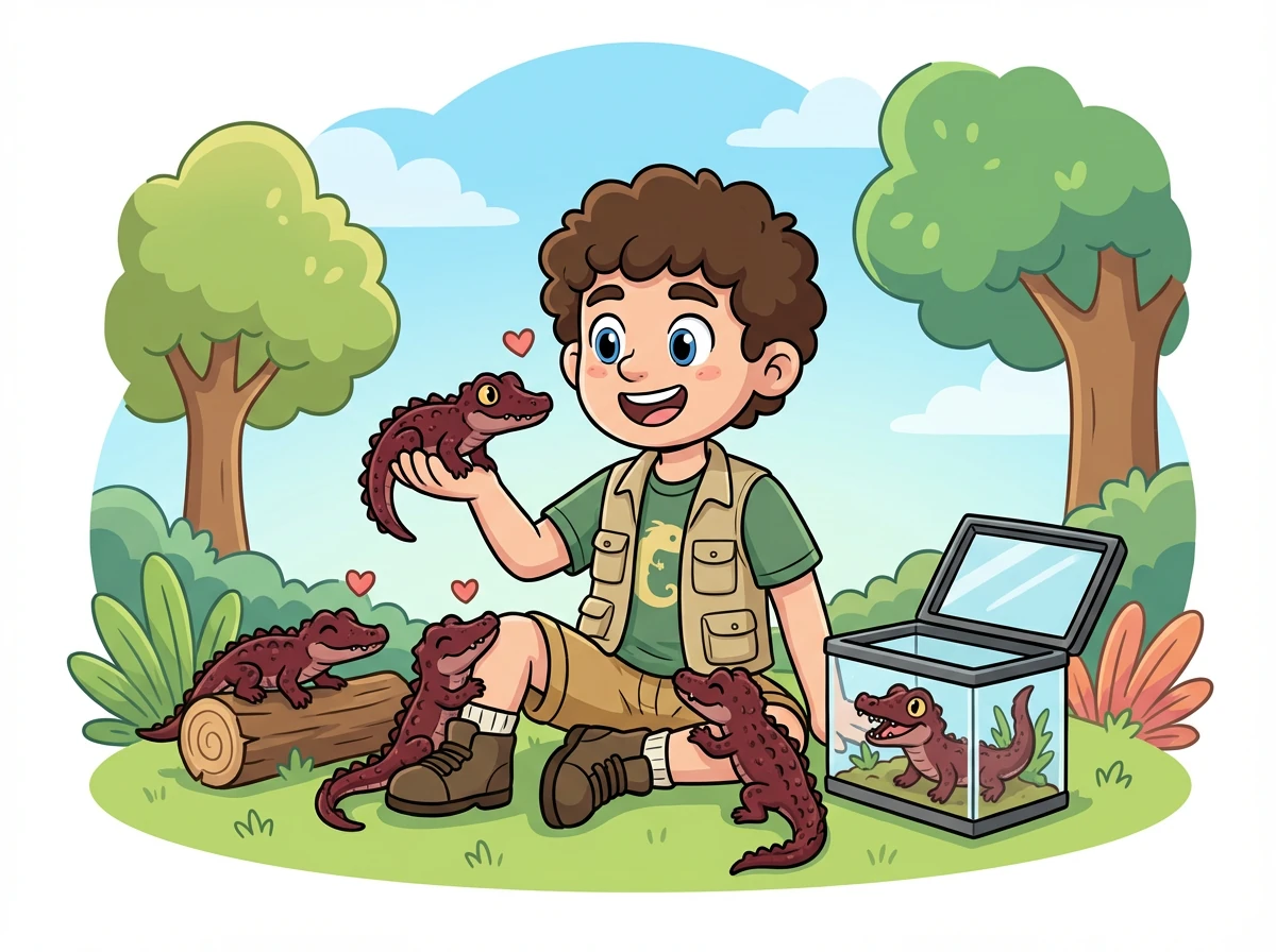 Léo est heureux d'avoir une famille de reptiles si aimante et soudée. Il sait qu'il a de la chance d'avoir de tels amis.