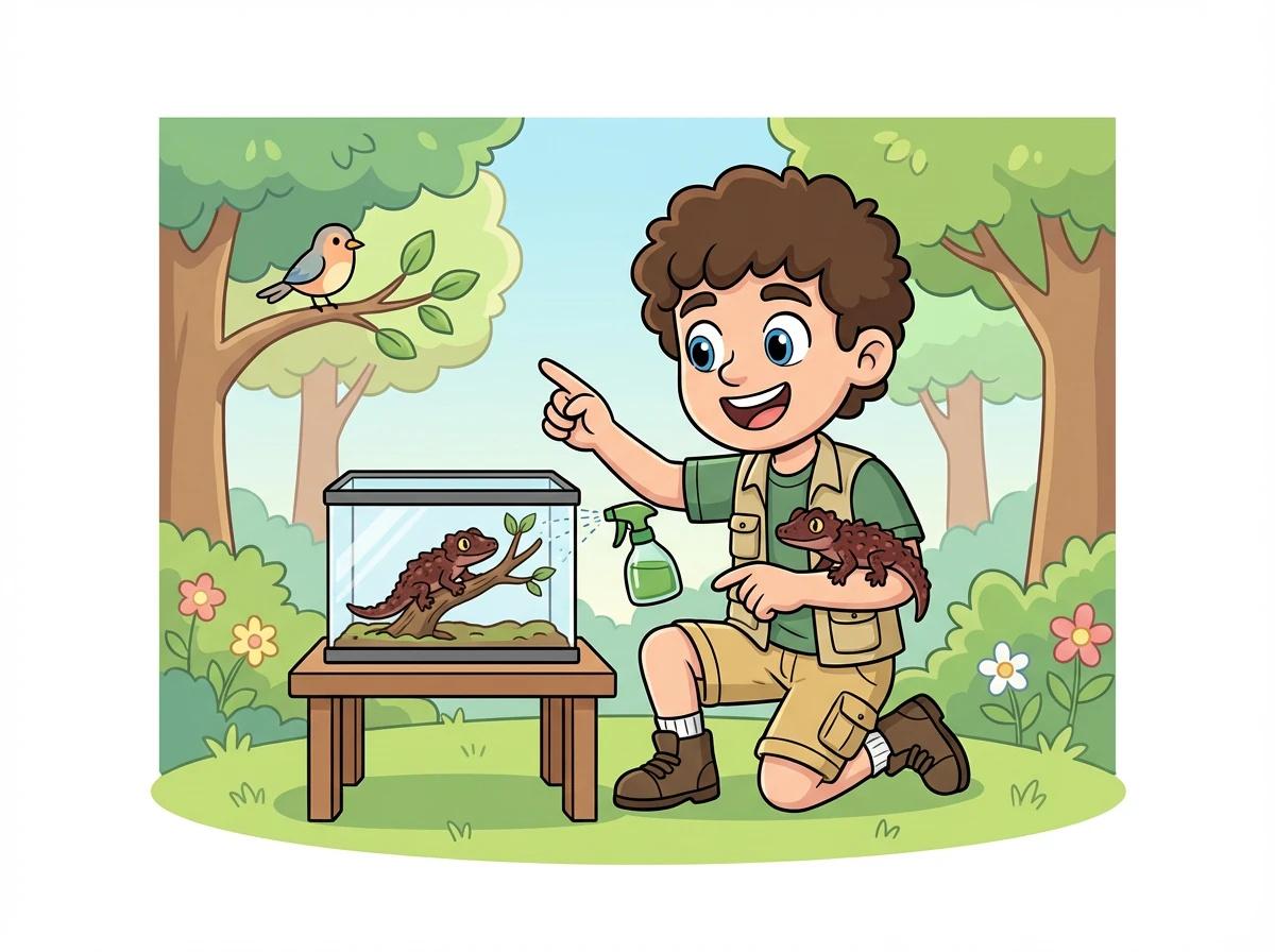 Il explique comment prendre soin des Tribolonotus et comment les aimer. Il encourage les gens à respecter la nature et les animaux.