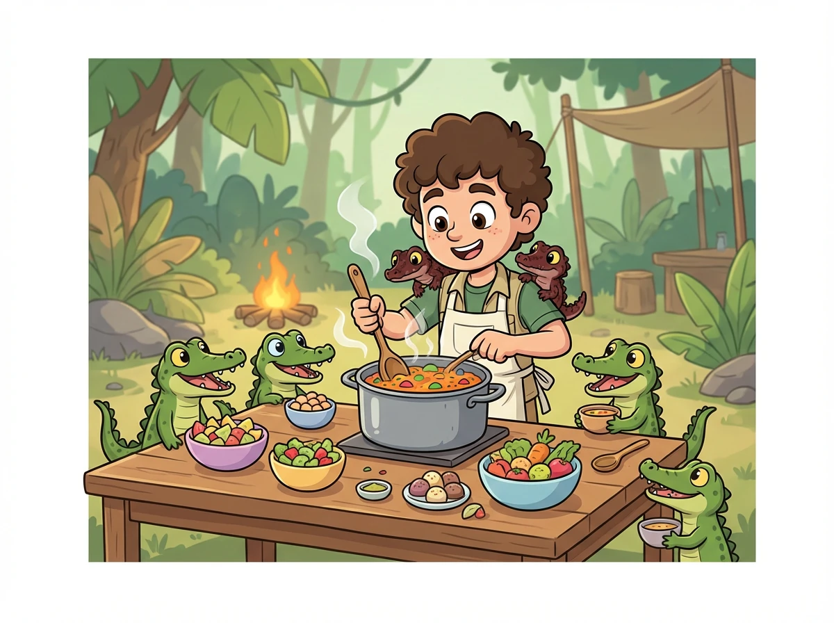 Léo leur prépare un festin spécial pour les remercier de leur patience et de leur gentillesse.