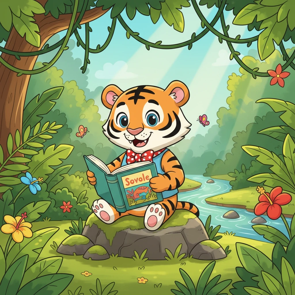 Belang ialah anak harimau yang sangat cerdik, tinggal di hutan rimba yang subur dan hijau. Dia suka membaca buku dan berfikir tentang pelbagai perkara. Matanya yang bulat sentiasa bersinar dengan idea-idea baru, dan belang hitamnya kelihatan lebih menyerlah di bawah cahaya matahari.