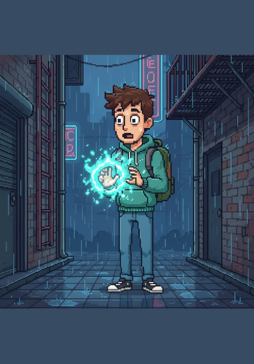 Suddenly, a sharp vibration in his pocket makes him flinch, and his phone begins to ring with an eerie, persistent tone. He slows his pace just enough to reach into his pocket and pull out the buzzing device.