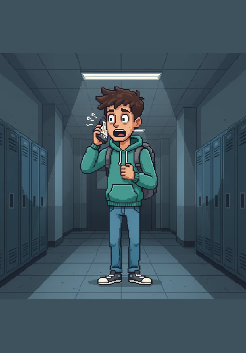 He presses the phone to his ear, expecting a classmate, but instead hears a whisper that chills him to the bone. A quiet, hollow voice says, "You won't make it anyway," before the line abruptly goes dead.