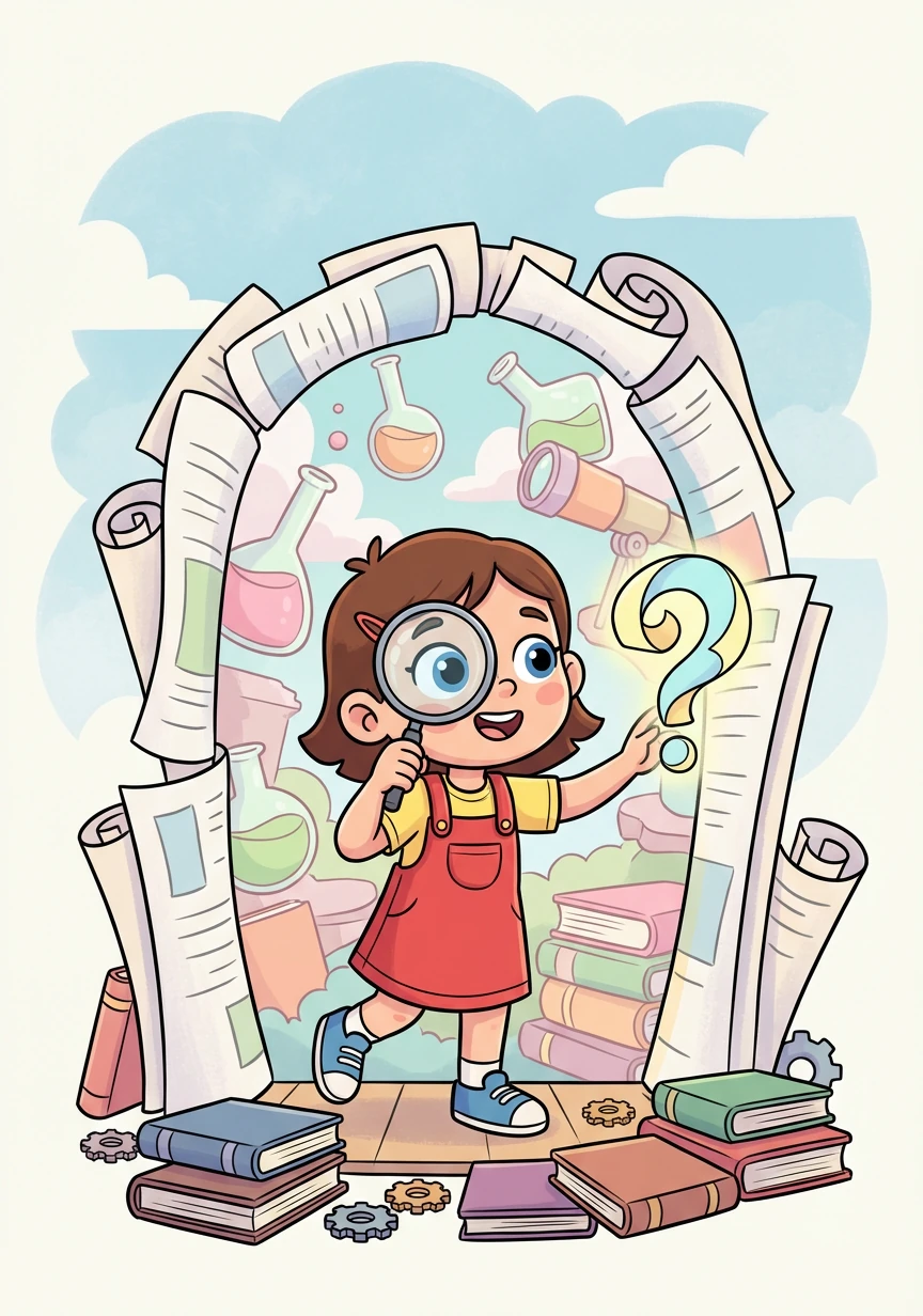 艾米莉亚对科学充满了好奇。她决定开始她的科研之旅，探索神秘的论文世界。