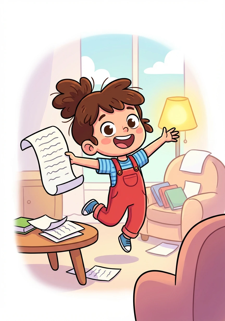 经过一番努力，艾米莉亚终于理解了论文的主要内容，她感到非常开心。