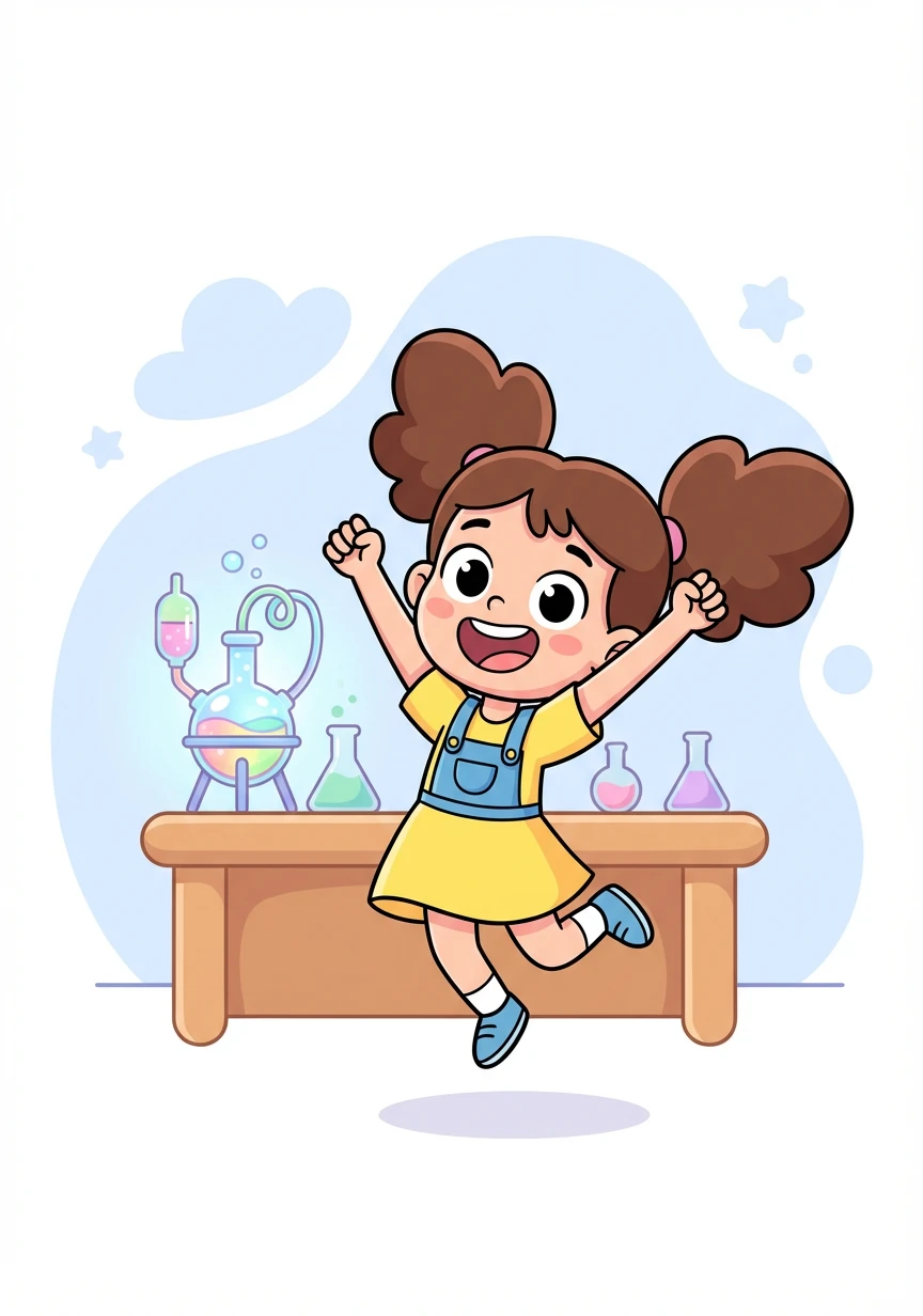 实验成功了！艾米莉亚欢呼雀跃，她迫不及待地想要和朋友们分享她的发现。