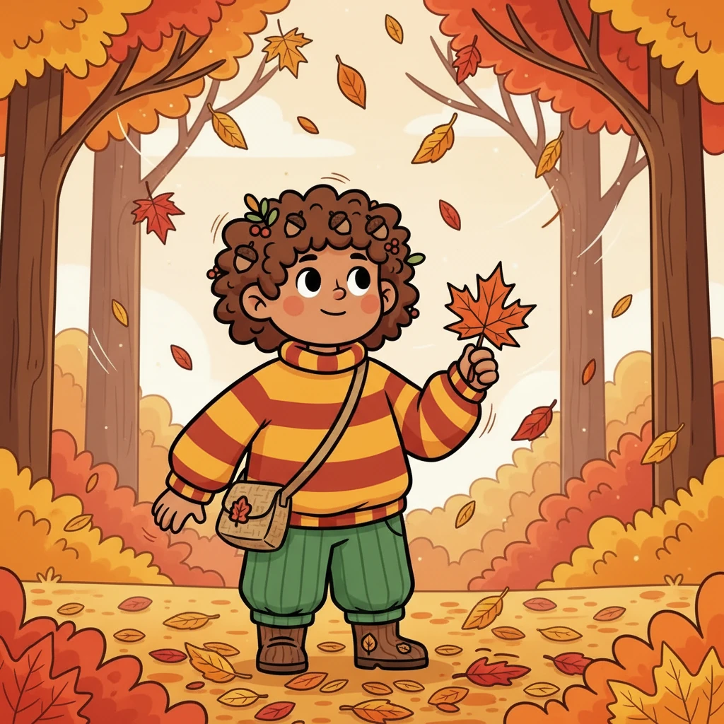 Hoja miró hacia arriba. ¡Miró! las hojas caían, 'puf, puf', susurraban al viento. Hoja, con sus pequeños ojos, disfrutaba del baile de las hojas doradas y rojas.