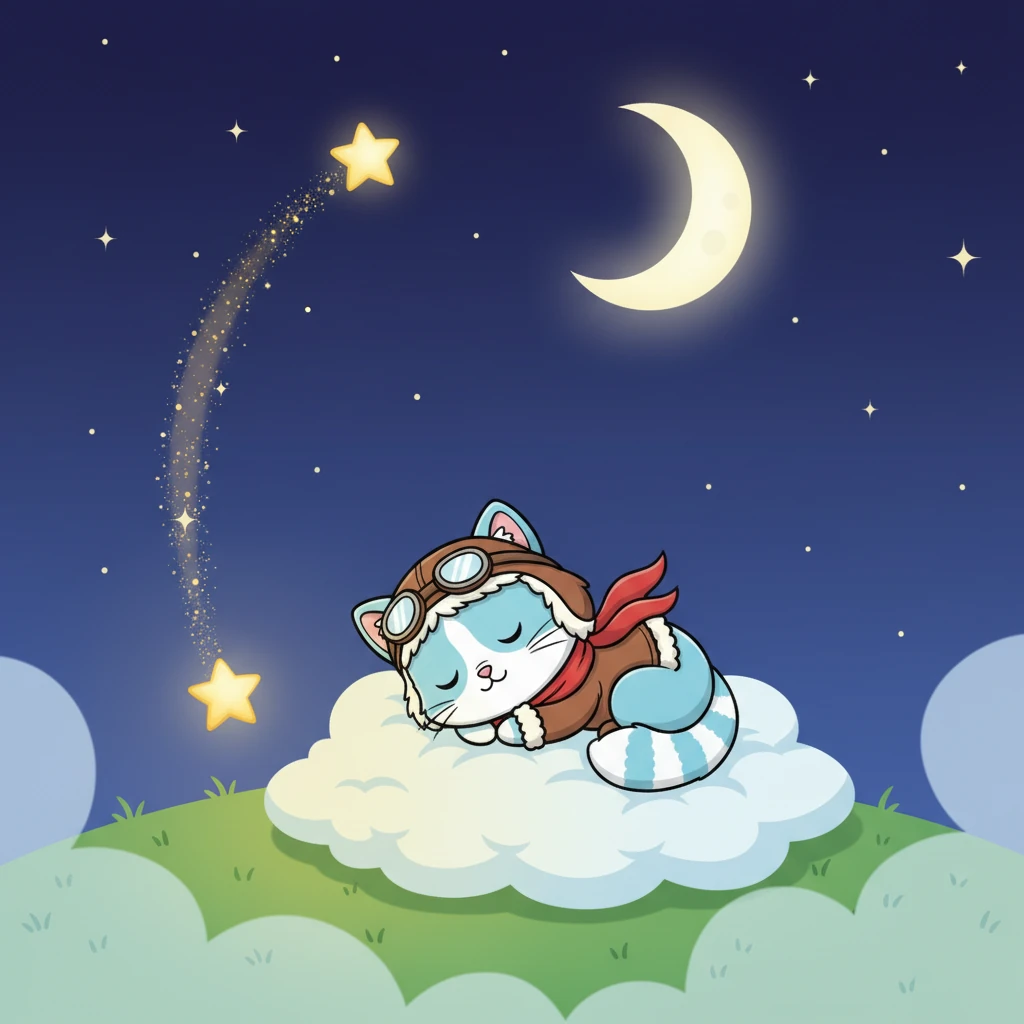 One moonlit night, as Lulu dreamt beneath the celestial glow, a tiny star began to twinkle brighter than all the rest. With a soft, shimmering trail, it gracefully descended from the sky. The little star landed gently near Lulu, casting a warm, magical light.