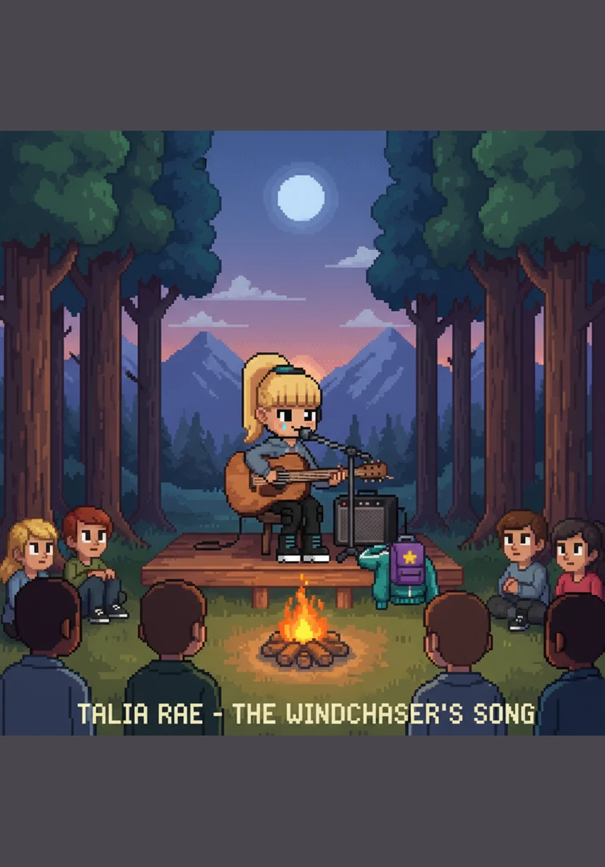 The lights dim to a soft blue glow as Talia sits at a grand piano in the center of the stage. She pours her soul into a quiet ballad, the tattoos on her fingers dancing across the ivory keys like notes on a page.