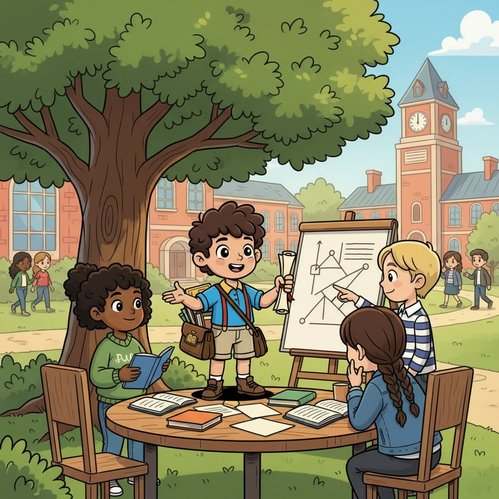 Emocionado, Isaac se encuentra con otros estudiantes en el campus, compartiendo ideas y debatiendo sobre diferentes metodologías. La idea de combinar métodos le parece fascinante, prometiendo una comprensión más completa.