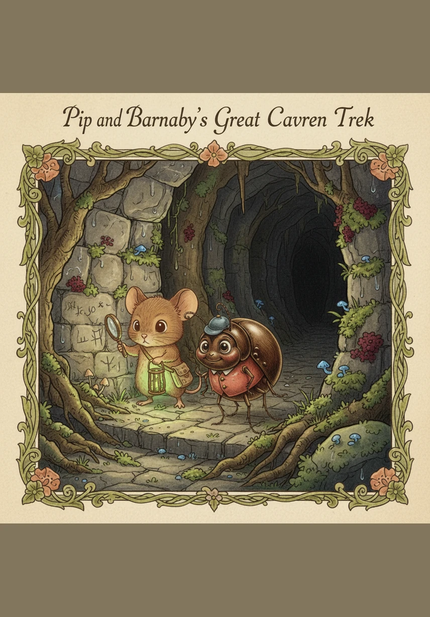 As he walked further, the cave walls began to sparkle with hidden crystals. The darkness didn't feel quite so heavy when it was filled with thousands of tiny, twinkling stone stars.