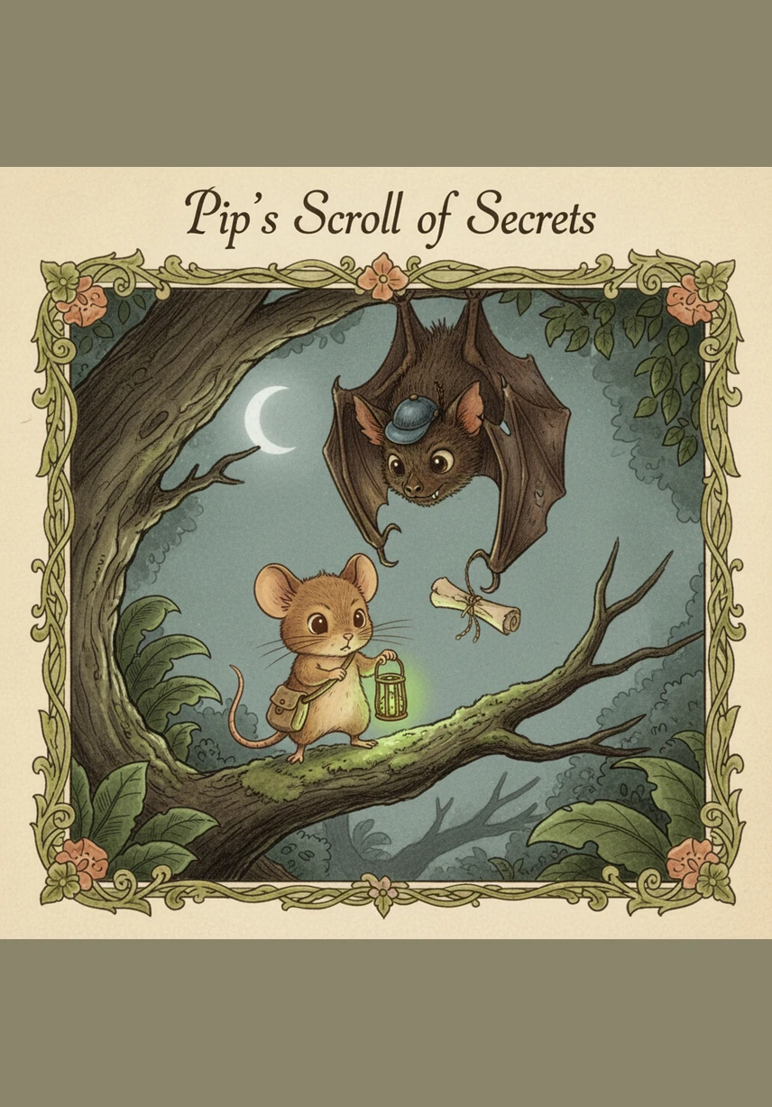 Echo saw Pip’s lantern and realized the little mouse was on a rescue mission. The bat flapped his wings gently and offered to show Pip the hidden paths where a small beetle might have wandered.