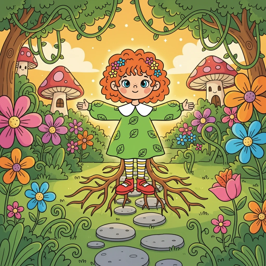 One day, Flora decided she'd had enough of being alone. She stretched her roots, hoping to find someone, anyone, who would understand her. She began her search, determined to find a friend, and her petals glowed with determination.