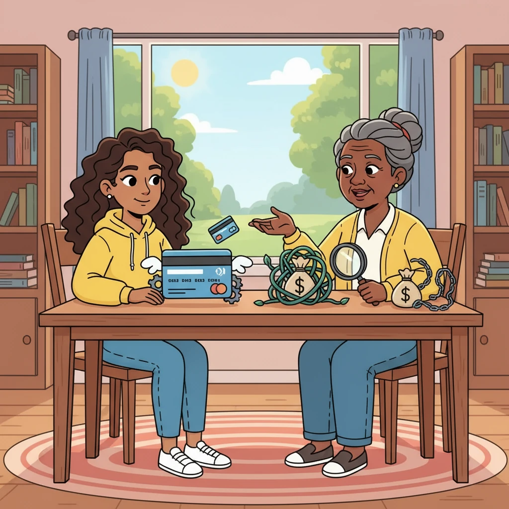 Next, Aunt Sarah introduced Maya to the world of credit. They discussed the importance of building good credit and the pitfalls of debt. Maya learned how credit cards could be tools, but also traps, if not used carefully.