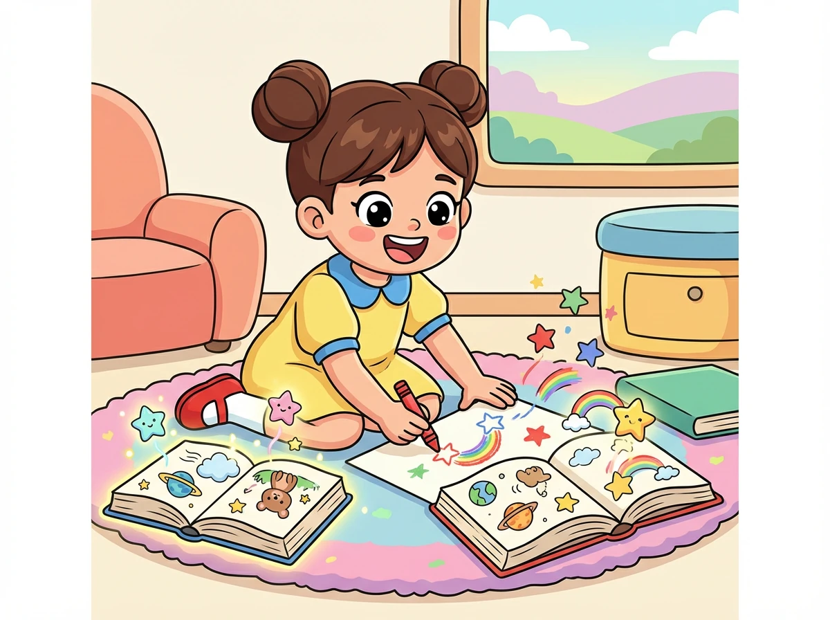 Lala sangat senang belajar dengan buku ajaib. Ia menjadi semakin pintar dan kreatif setiap hari.