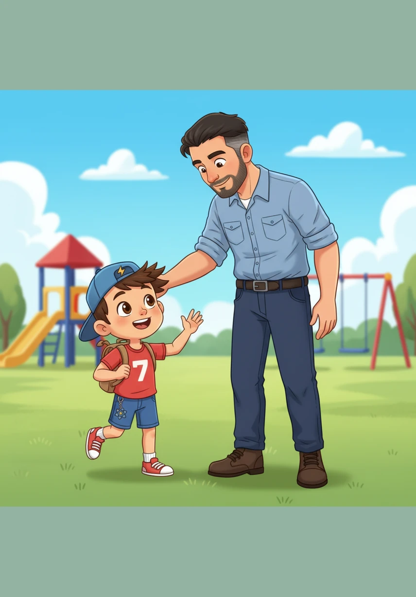 Bin's father looks at him with a serious but loving gaze and begins to explain the importance of being a steady and composed person. He compares a person without a plan to a tangled ball of yarn and encourages Bin to be like a strong, rooted tree rather than a dry leaf blowing aimlessly in the wind.