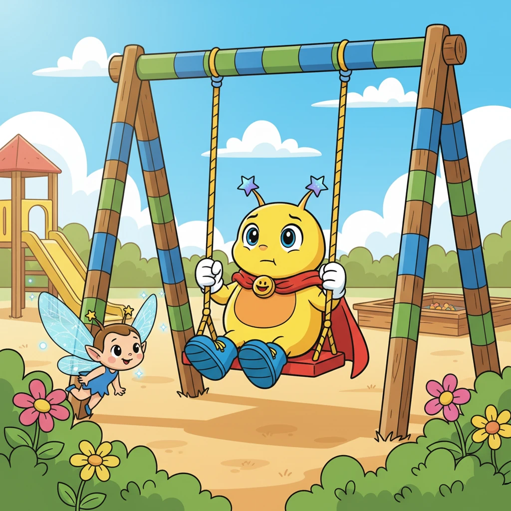 Di sebuah taman bermain yang cerah, Binar, seorang anak TK yang selalu tersenyum, sedang bermain ayunan. Tiba-tiba, muncul Blink, peri kecil lucu dengan sayap berkilauan, dari balik semak-semak. Blink bisa membaca pikiran Binar, dan ia tahu Binar sedang merasa bosan.