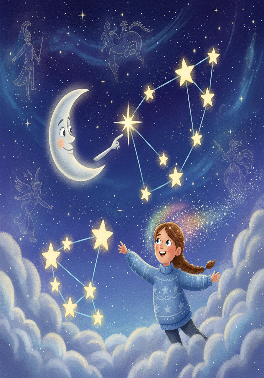 They visited the constellations, the Moon pointing out the Great Bear and the Little Dipper. Luna learned the stories of the stars, their myths and legends woven into the fabric of the night. Her imagination soared like never before.