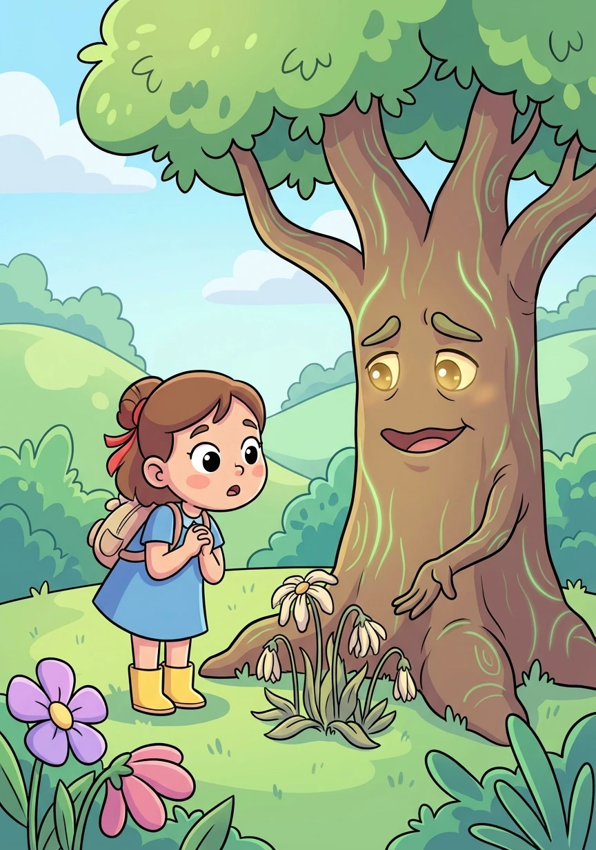 Mientras exploraba, Sofía se encontró con un árbol parlante que le contó la historia del jardín y cómo se estaba perdiendo su magia. El árbol le pidió ayuda para restaurar su esplendor.