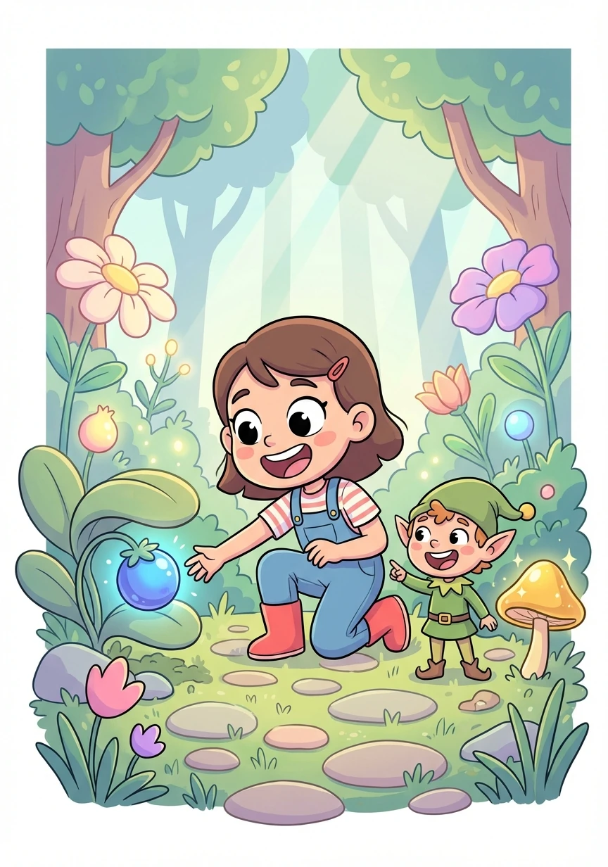 En su aventura, Sofía conoció a un pequeño duende llamado Pip, que se convirtió en su amigo y la ayudó a encontrar los últimos ingredientes para restaurar la magia del jardín.