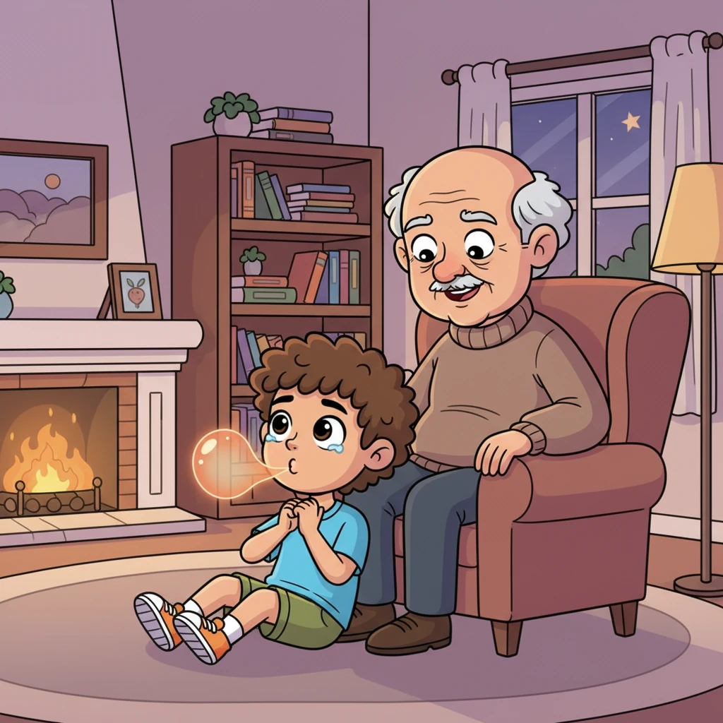 As his grandfather's story concluded, Rayan felt a gentle warmth spread in his throat, like sipping comforting hot cocoa. "Grandpa..." he whispered, the word soft and a little raspy, but unmistakably there. It floated like a precious bubble in the quiet room. His grandfather's eyes crinkled with a knowing smile, assuring him, "Voices return when they are needed, not wasted."