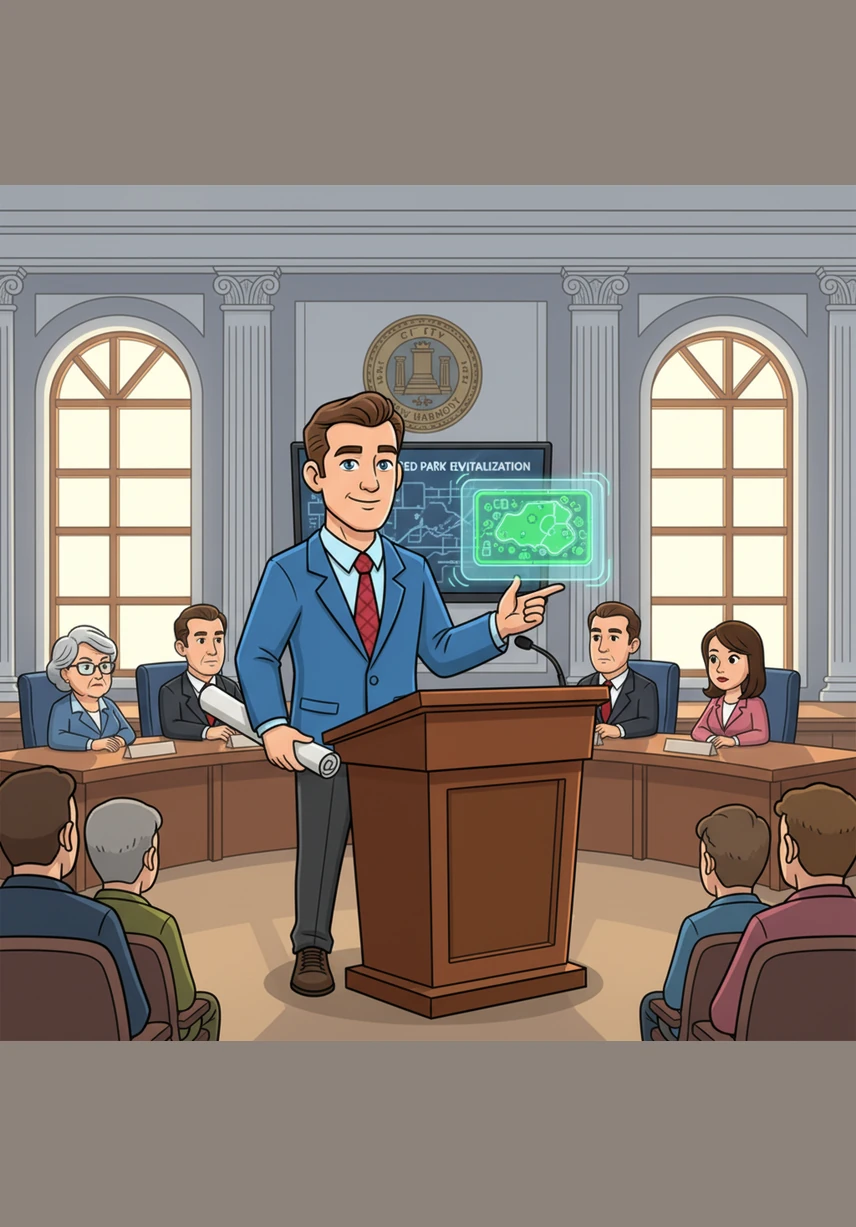 Doniyor shahar kengashida ichki va tashqi nazoratning farqini tushuntirib bermoqda. U tashkilotning o'z mutaxassislari va mustaqil auditorlar birgalikda ishlaganda shaffoflik eng yuqori darajaga chiqishini ta'kidlaydi.